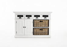 Load image into Gallery viewer, Buffet Hamptons Mahogany Kitchen Sideboard/Buffet with 2 Kubu Rattan Baskets