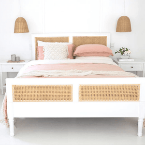 Children's Beds King Single Manilla Rattan Bed in White - Junior Sizes