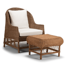 Load image into Gallery viewer, Occasional Chairs Antique Brown Sand Rattan Armchair and Ottoman Set - Available in multiple colours